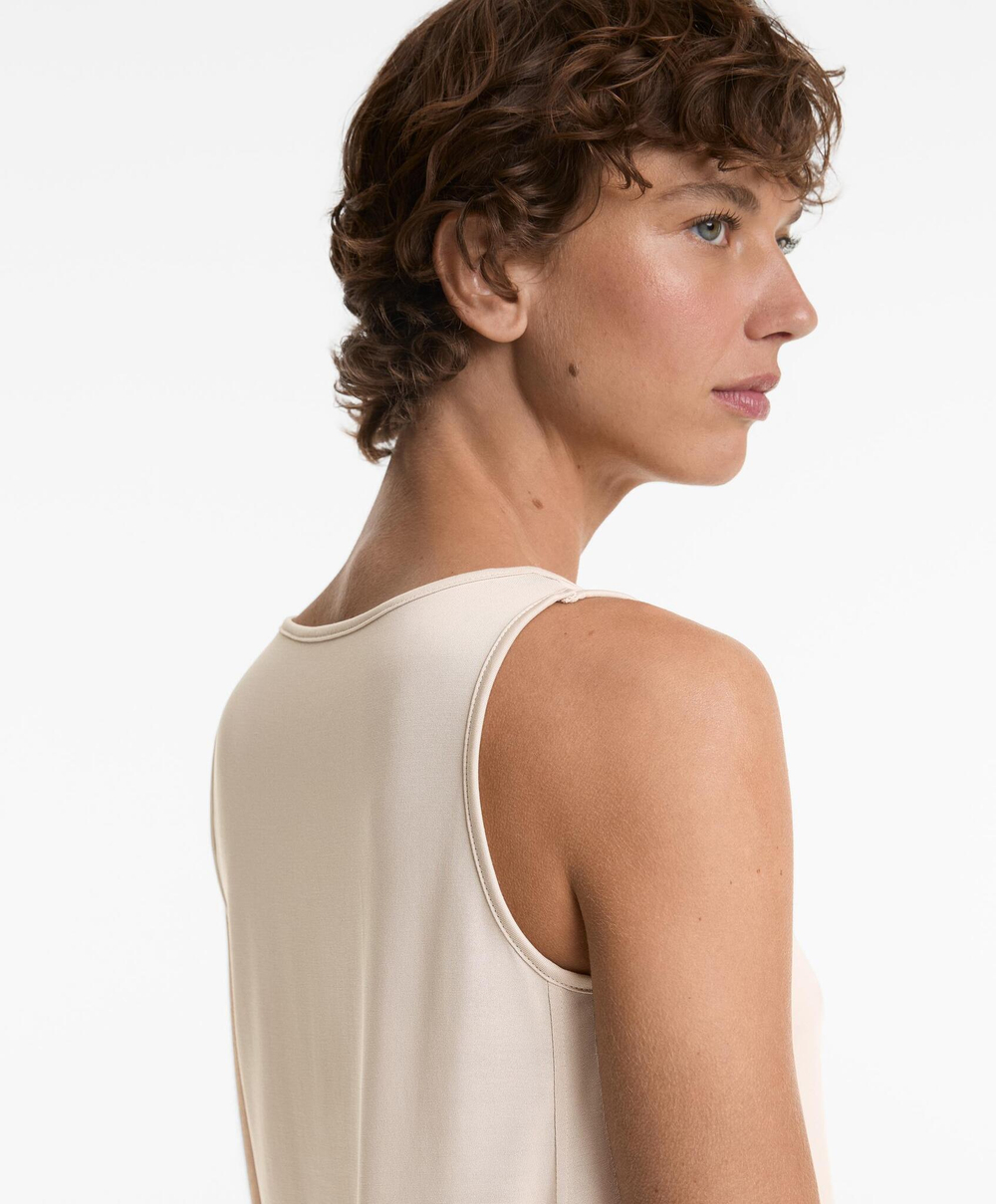 Oysho Топ из смесового модала на бретелях, светлый экрю