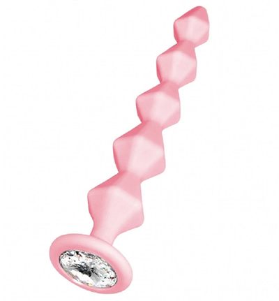 Анальная цепочка с кристаллом Baddy розовый 17,7 см