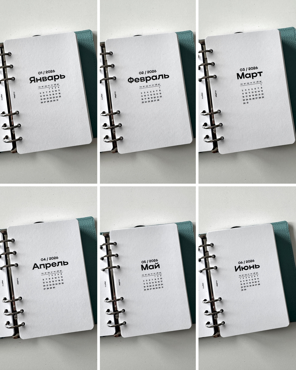 Ламинированные разделители по месяцам 2026 (датированные)