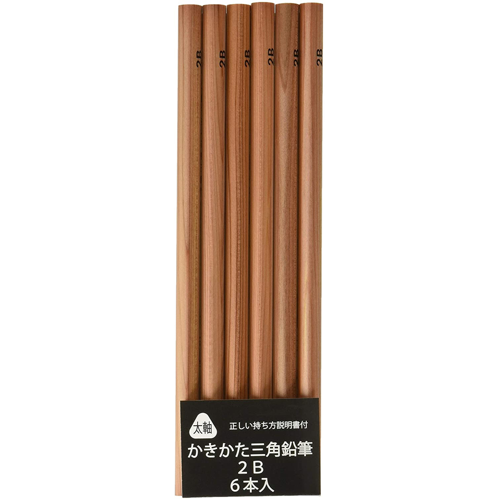 Карандаши чернографитные Kita-Boshi Kakikata Triangle Pencil 2B (6 штук)