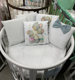 Комплект в кроватку 18 предметов "Семейные мышки", голубой сатин