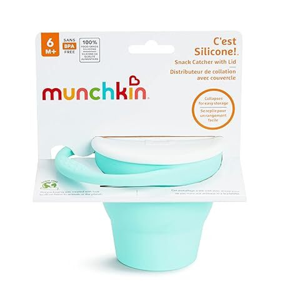 MUNCHKIN Контейнер для еды детский непросыпайка для снеков C`est Silicone! с крышкой, ментол