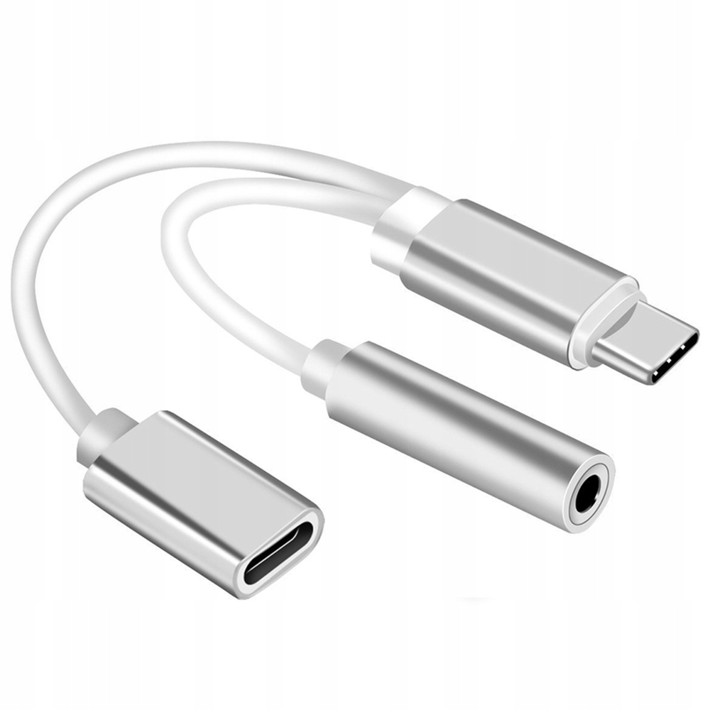 USB cable (2 в 1) lightning/3,5mm/Type-C white
