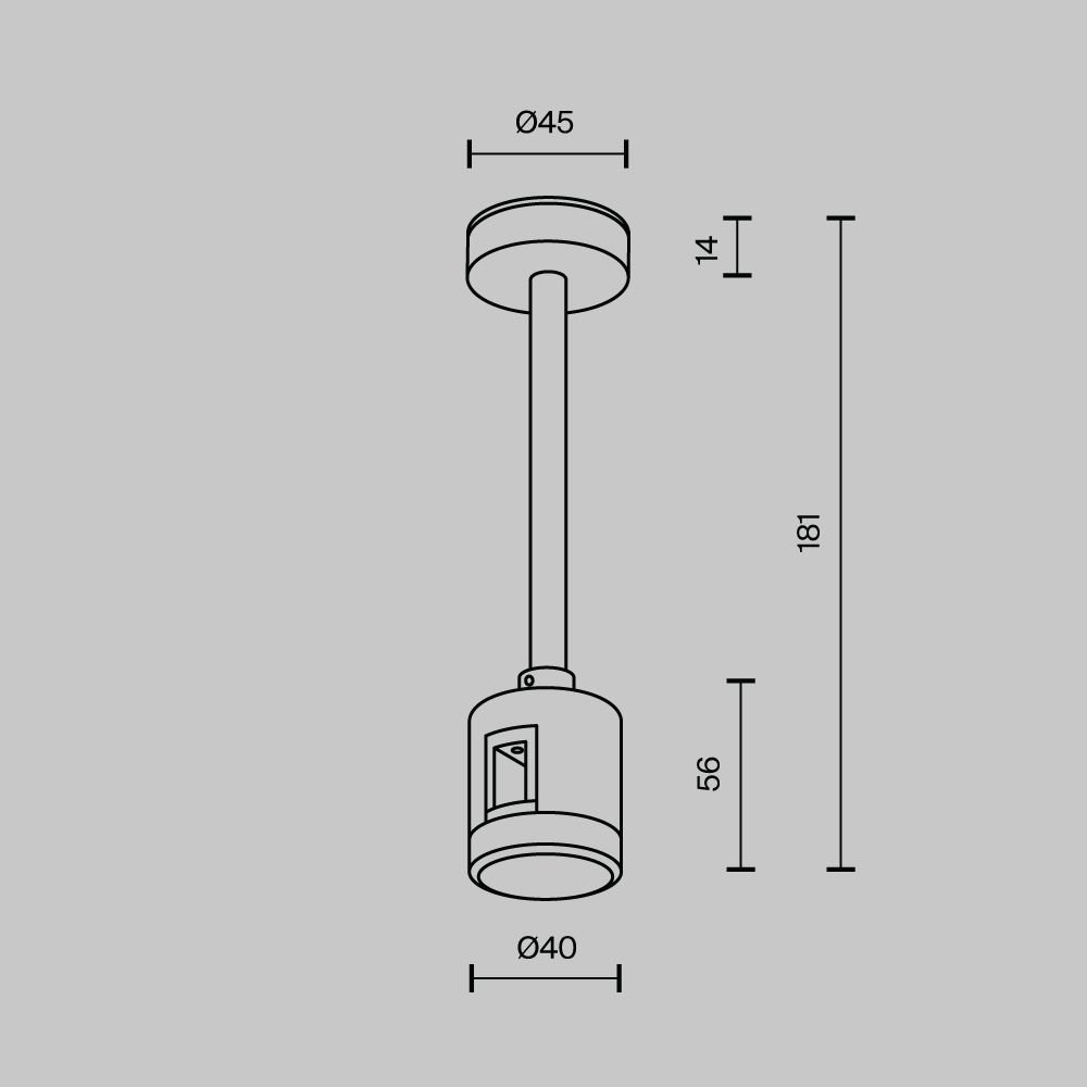 Крепление потолочное Short с прямым коннектором питания Maytoni   TRA156C-IPCL1-BS