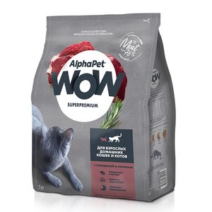 Сухой корм AlphaPet WOW Superpremium для взрослых домашних кошек и котов c говядиной и печенью