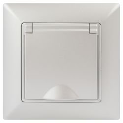 Розетка Intro Solo 4-203-06 с заземлением 2P+E Schuko с крышкой 16А-250В IP20 СУ перламутр