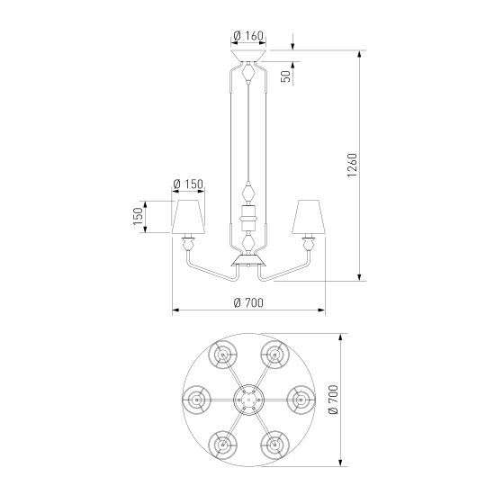 101012/6 / подвесной светильник / латунь Smart