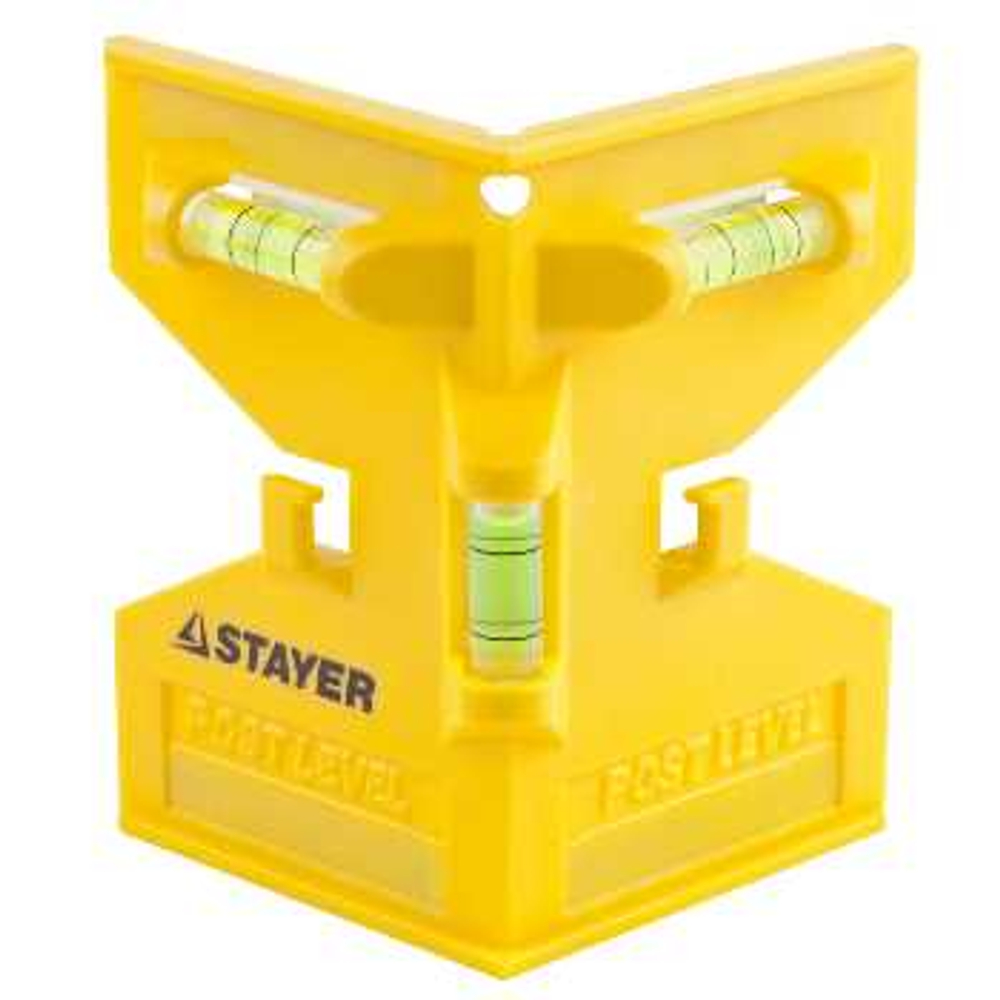 Уровень угольник строительный пластмассовый с магнитом STAYER, 3456_z02