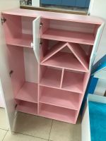 Шкаф-стеллаж Домик МДФ розовый/белый