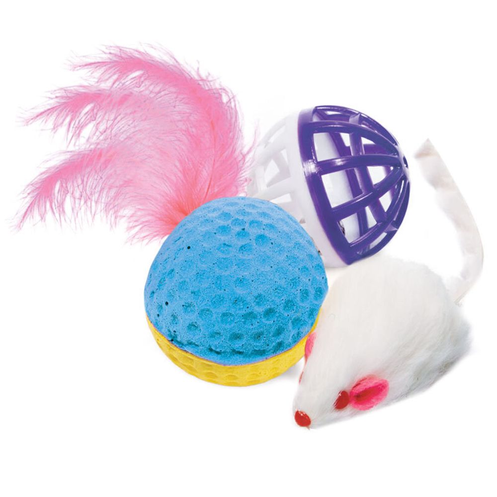 Набор игрушек для кошек "Активная игра 5" (мяч d40мм, мышь 45мм, шар d40мм) Набор игрушек для кошек "Активная игра 5" (мяч d40мм, мышь 45мм, шар d40мм)