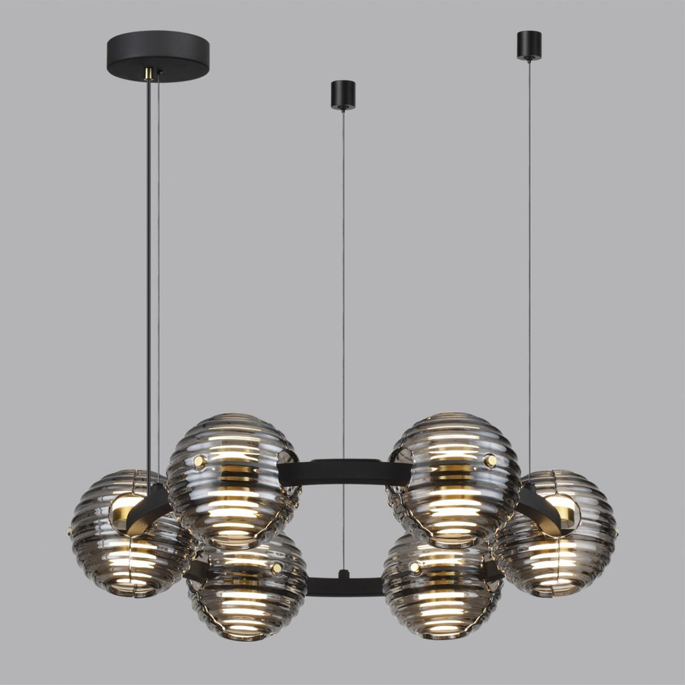 5041/60L L-VISION ODL24 545 черн./золото/дымчатый/металл/стеко Люстра LED 60W 4000К 1526Лм TRONI