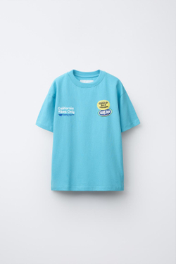 ZARA ФУТБОЛКА С НАШИВКАМИ, ЯРКО-СИНИЙ