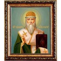 Нифонт Печерский, Новгородский святитель, епископ. Икона на холсте.