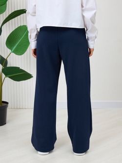 Брюки утепленные для девочки палаццо с ремнем "Fashion" тёмно-синие