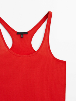 Massimo Dutti Топ из 100% хлопка с бретелями, красный