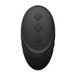 Чёрный вибромассажёр в трусики 8,5см с насадкой и пультом ДУ + управление через приложение Zalo Aya Wearable Vibrator Obsidian Black