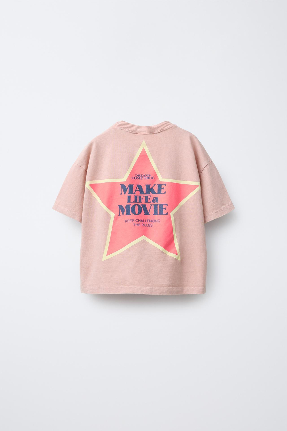 ZARA ФУТБОЛКА С ЭФФЕКТОМ ПОТЕРТОСТИ И НАДПИСЬЮ, РОЗОВАТЫЙ