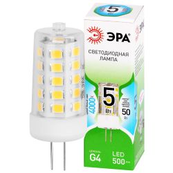 Лампа светодиодная ЭРА GREEN LINE LED G4-JC-5W-840-12V GL 5Вт капсула 12В яркий белый свет G4