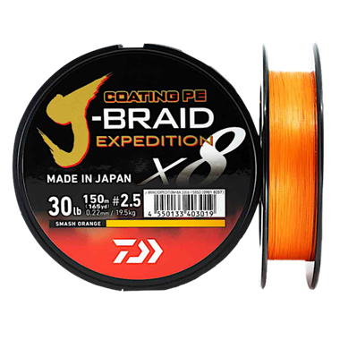 Шнур Daiwa J-Braid Expedition x8E 150м Smash Orange 1шт -