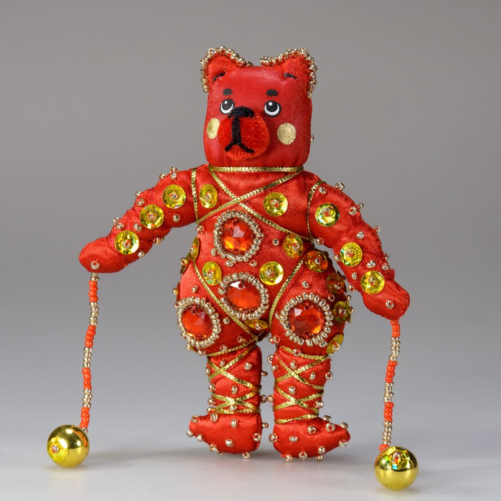 Бисерная ёлочная игрушка Медведь