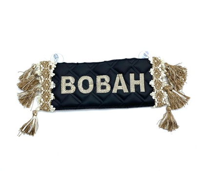 Карман Вован (черный с бежевой вышивкой, экокожа)