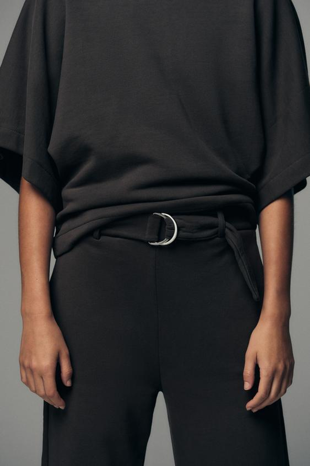 ZARA БРЮКИ В СТИЛЕ РУСТИК С РЕМНЕМ, УГОЛЬНЫЙ