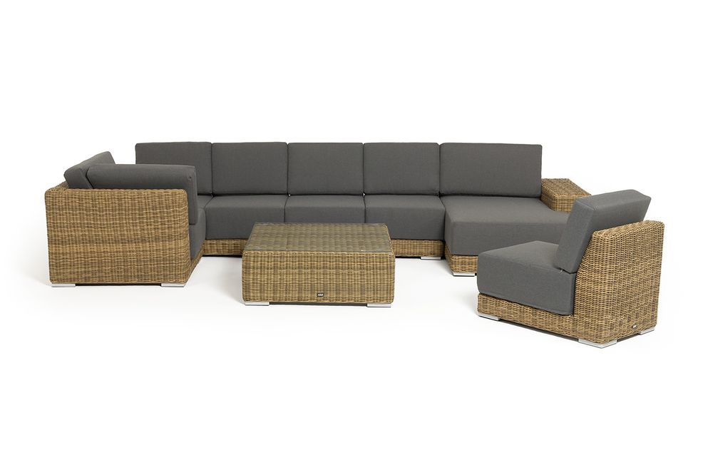 "Капри" трансформирующаяся лаунж-зона из искусственного ротанга, цвет соломенный