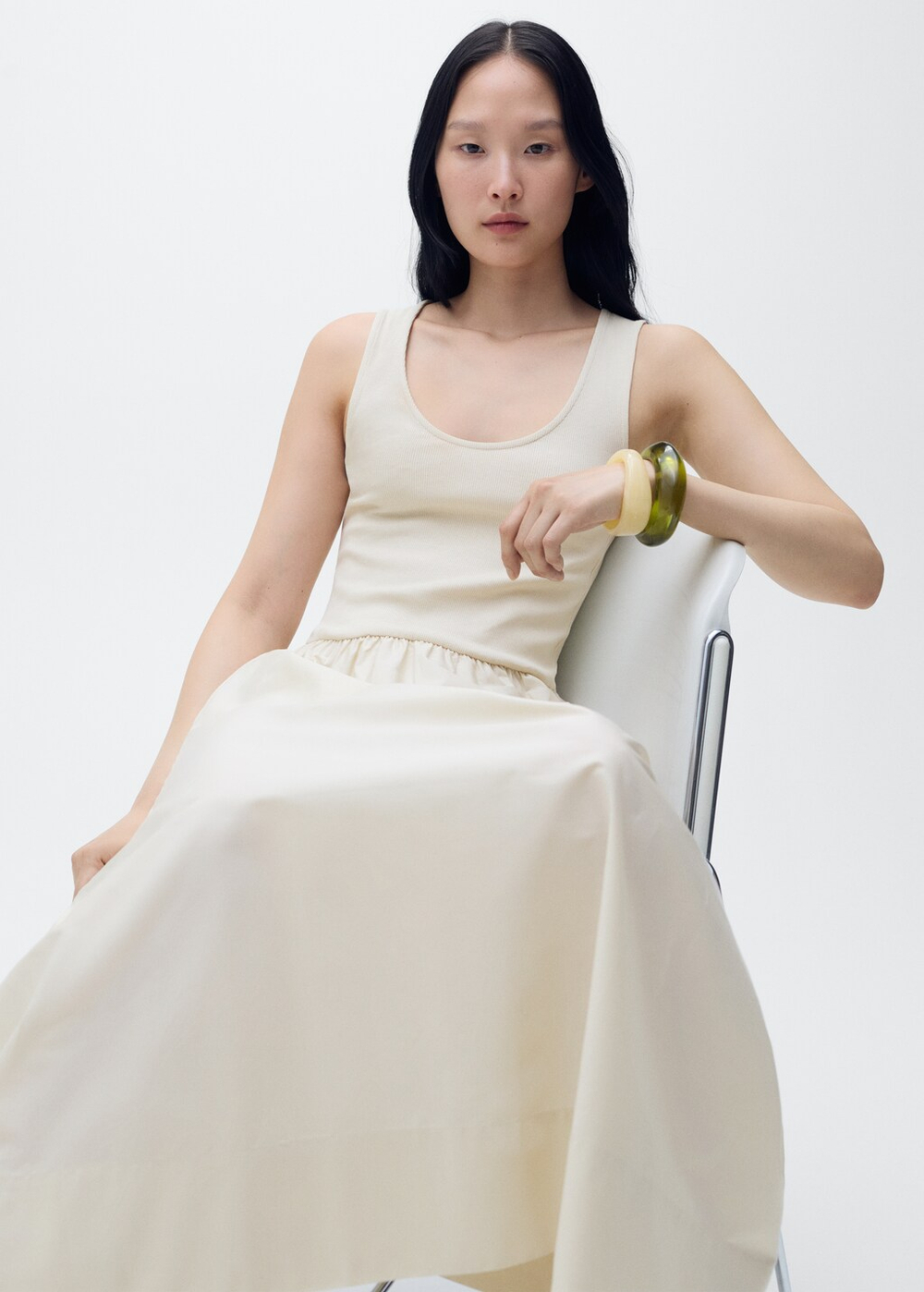 Комбинированное платье с пышной юбкой