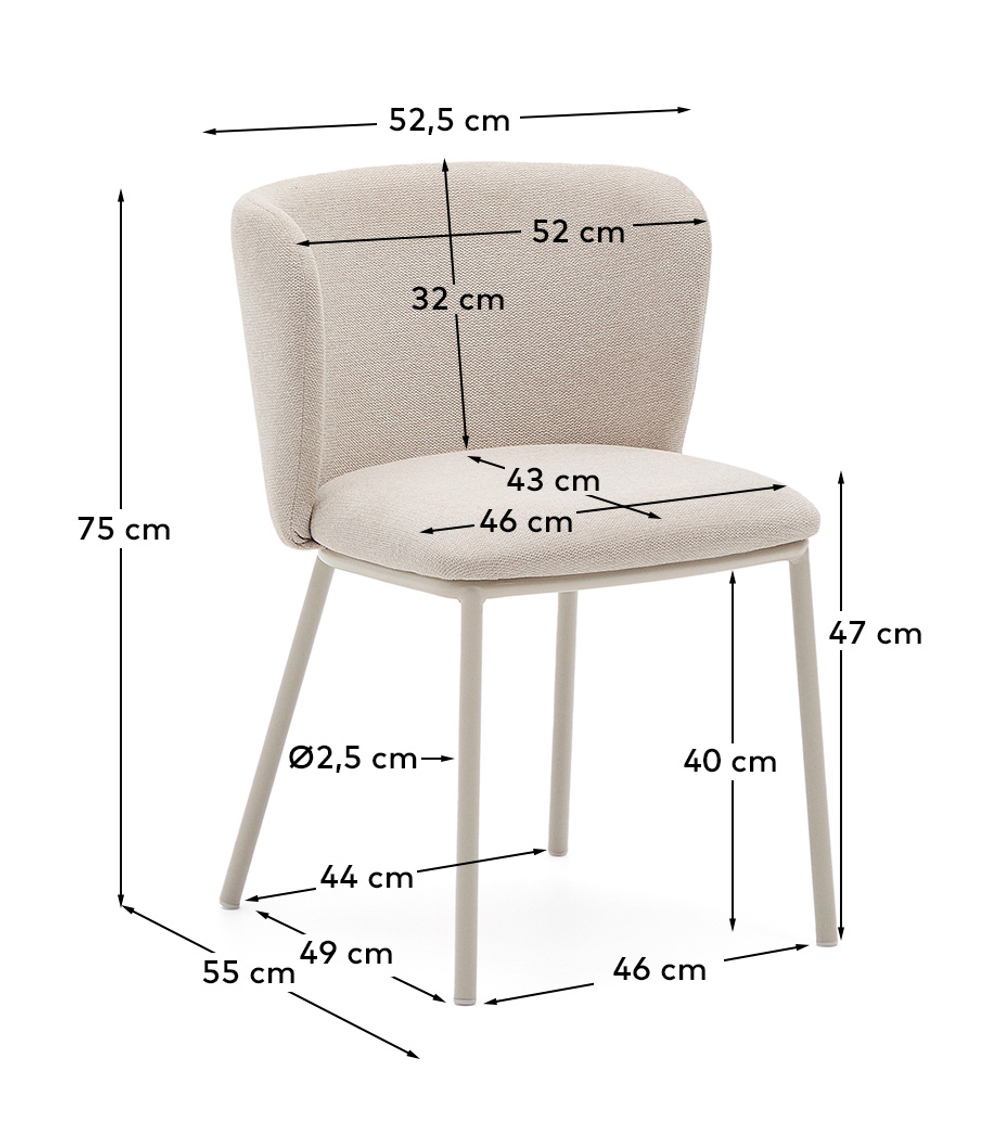 Стул Ciselia из бежевого шенилла и бежевой стали