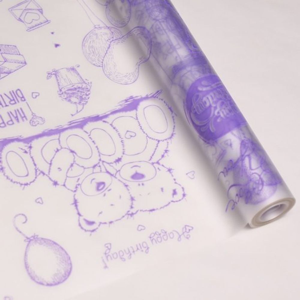 Пленка мат-я Мишки СИРЕНЕВАЯ (10м)