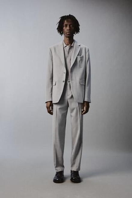 ZARA КОСТЮМНЫЕ БРЮКИ ИЗ РЕЛЬЕФНОЙ ТКАНИ, СВЕТЛО-СЕРЫЙ