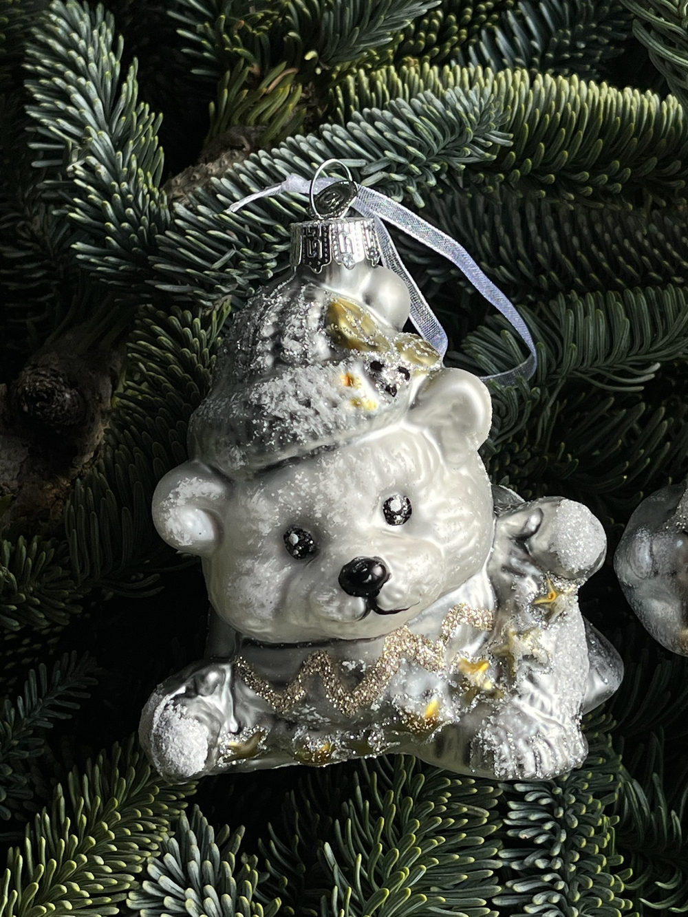 Набор новогодних игрушек медвежата Ронни и Донни- стекло