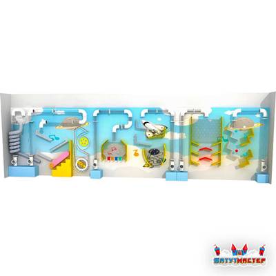 Интерактивная стена для школы  «Облачный космос», 8×1,8×0,4 м