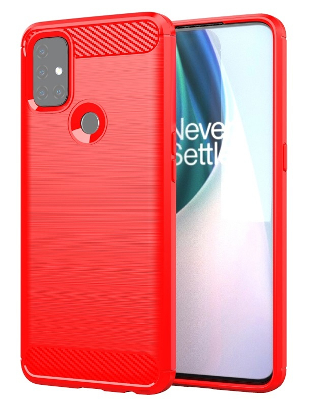 Мягкий красный чехол для смартфона OnePlus Nord N10, серии Carbon от Caseport