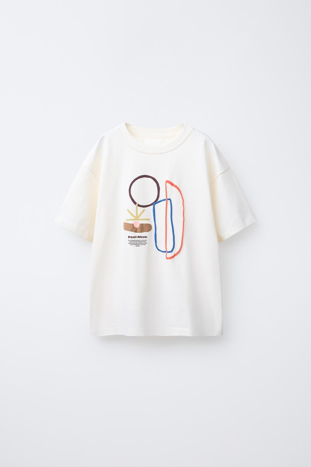 ZARA ФУТБОЛКА С ПРИНТОМ, БЕЛЫЙ