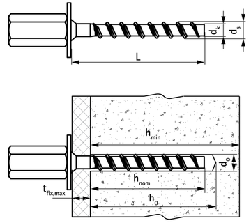 Анкер-шуруп Walraven WCS1N 6 x 35 мм под шпильку M8/10 (арт. 6253606)