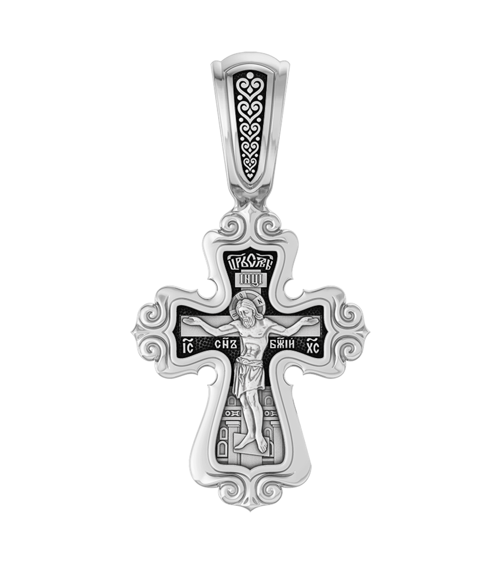 Крестик нательный с распятием и Валаамской Богородицей.