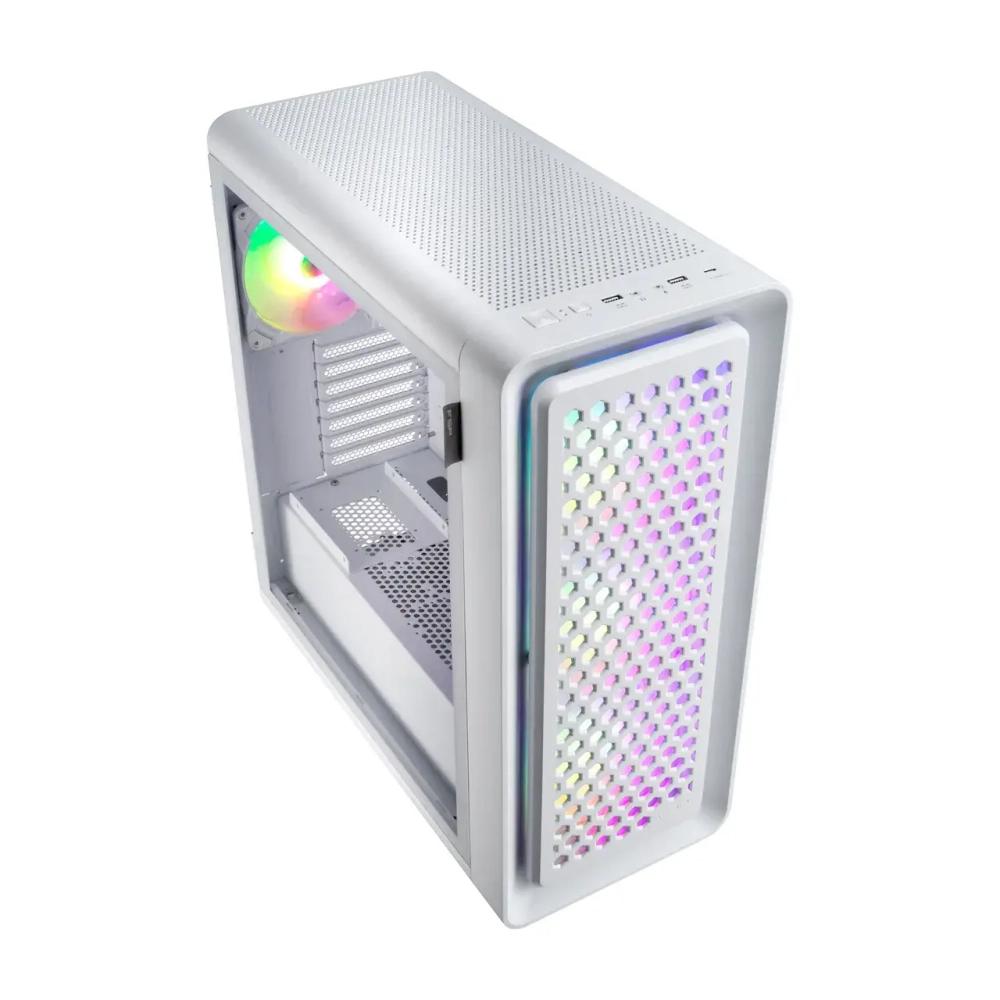 Компьютерный корпус FSP CUT593P(W), Без БП, 2xUSB3.0/Type-C, 4xFAN140 ARGB, Glass, White, E-ATX