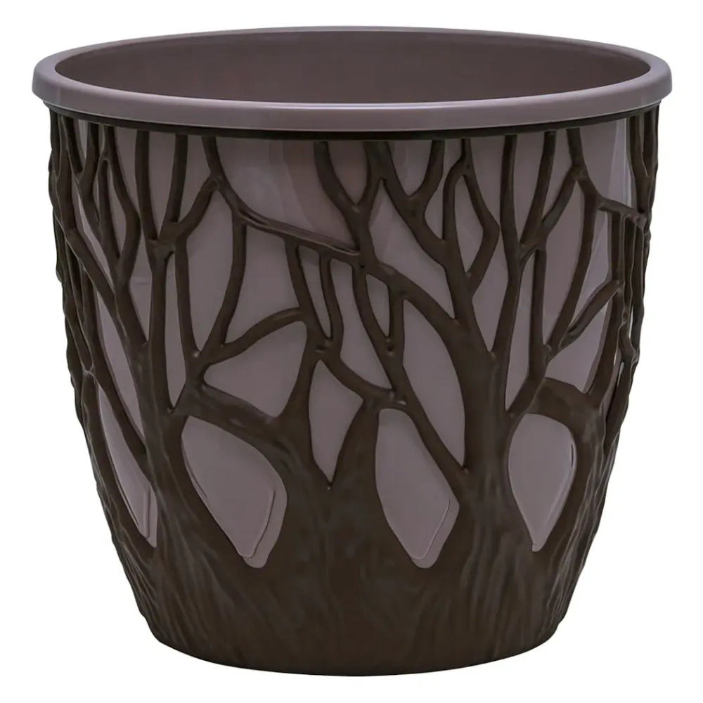 Кашпо для цветов пластиковое 3,5л d-19,5 см «Форест» Коричневый/Мокко