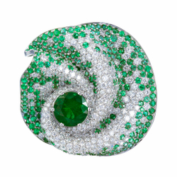 Кольцо с Изумрудом и Бриллиантами, R0133-0/1