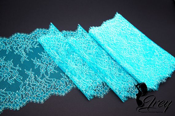 01-11 Кружево шантильи 23 см, бирюза/ментол