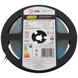 Светодиодная лента ЭРА LRCOB-352-8-12W/m 8mm 24V 4000K 3 years дневной белый 5м | Светодиодные ленты COB 24В 3 года
