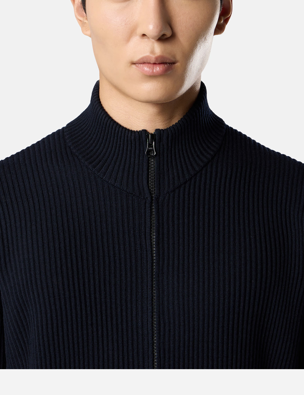 Stone Island Zip-up Jumper Wool Navy Blue
