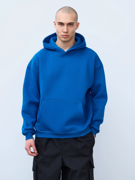 Худи оверсайз с начесом (синий)