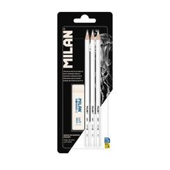 Blister 3 white drawing pencils + eraser 4824