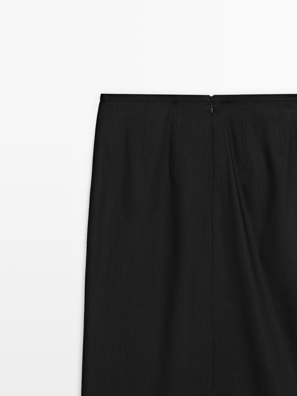 Massimo Dutti Прямая юбка-миди из льняной смеси, черный