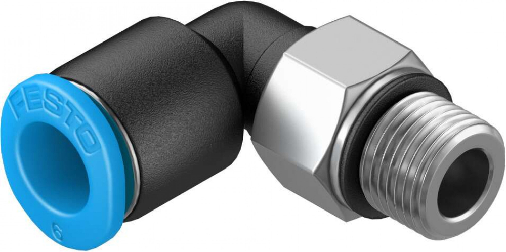 QSML-M7-6-100 Угловой штуцер с цанговым зажимом и резьбой
