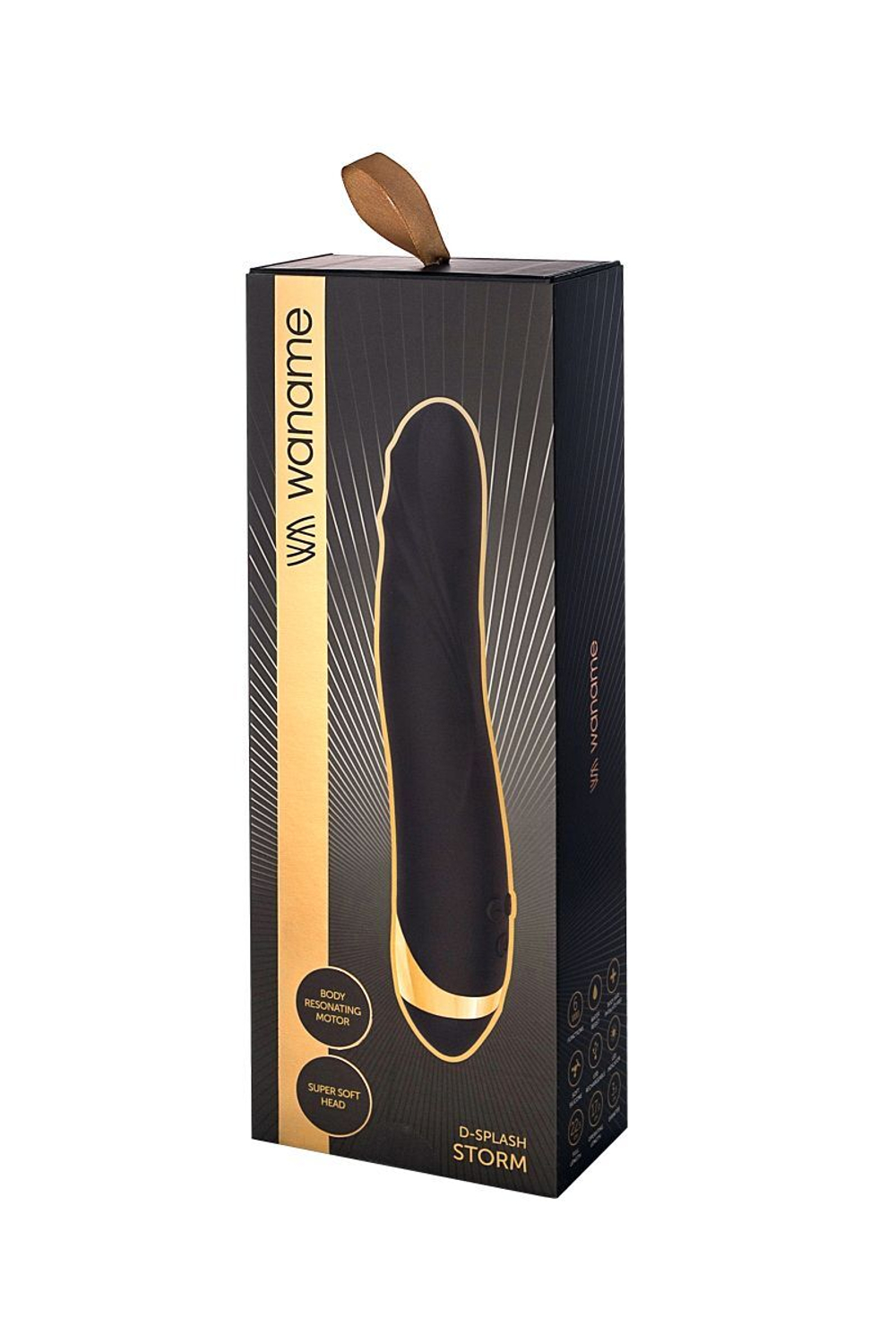 Чёрный вибратор WANAME Storm со стимулирующими рёбрами - 22,5 см. (Цвет: черный)