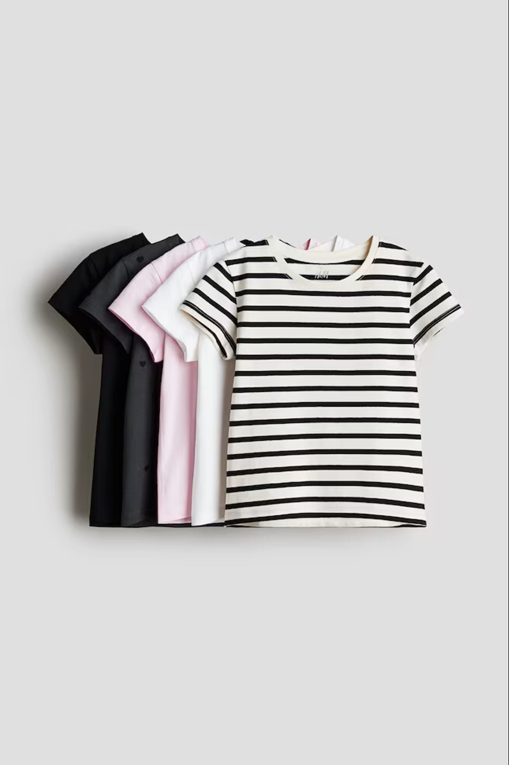 H&M Набор из пяти хлопковых футболок, светло-розовый