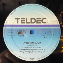 Винтажная виниловая пластинка LP Frank Duval Living Like A Cry (Германия 1984)